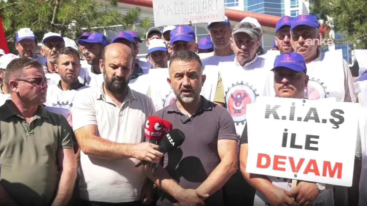 Türkiye Maden-İş Sendikası üyesi işçiler Yıldızlar SSS Holding önünde: 'Yasal alacaklarımızı almadan Ankara’dan ayrılmayacağız'