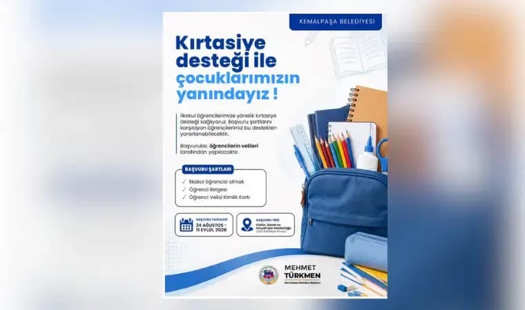 Kemalpaşa'da kırtasiye desteği başlıyor