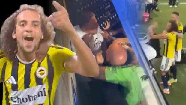 Fenerbahçe'nin Lyon'u devirdiği maçın bitiş düdüğüyle saha karıştı! Guendouzi'ye saldırdılar
