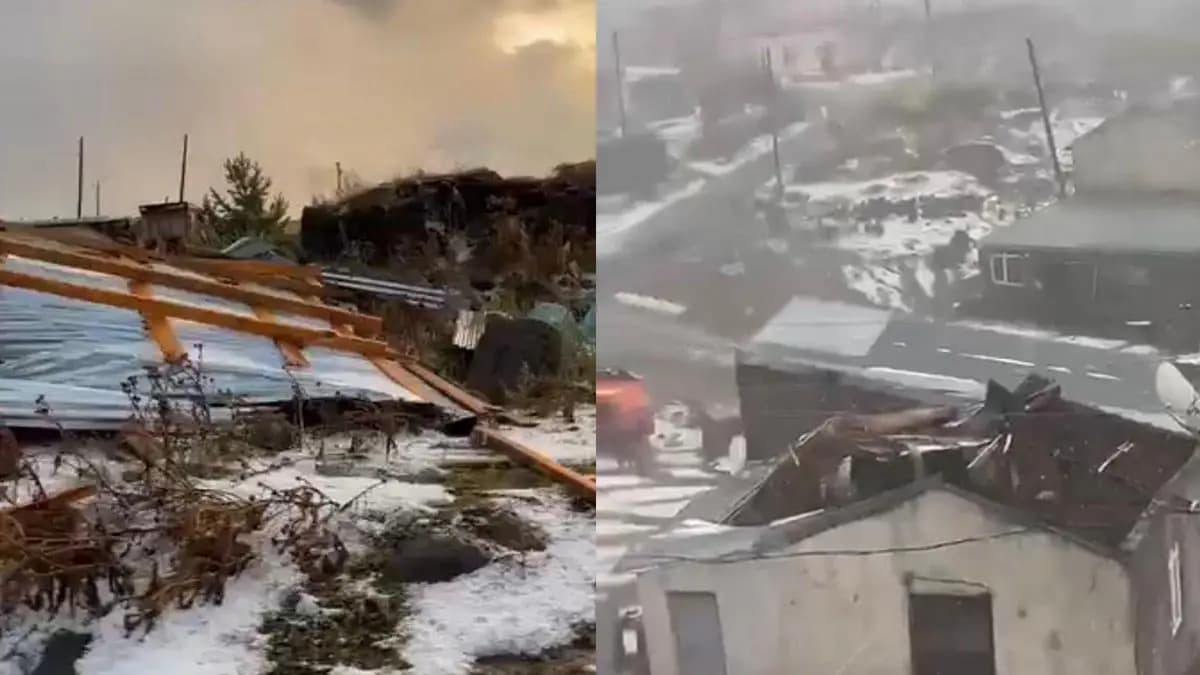 Yaz ortasında kışı yaşadılar: 20’den fazla evin çatısı uçtu