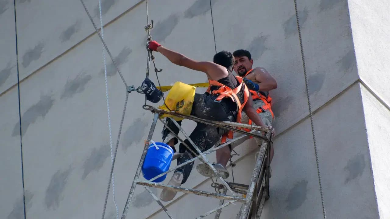 10’uncu katta can pazarı: İskele halatı koptu, iki işçi mahsur kaldı