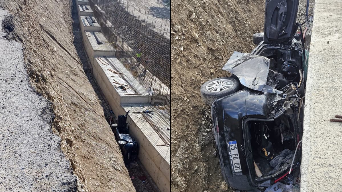 Erzurum'da otomobil metrelerce uçtu, 3 kişi hayatını kaybetti