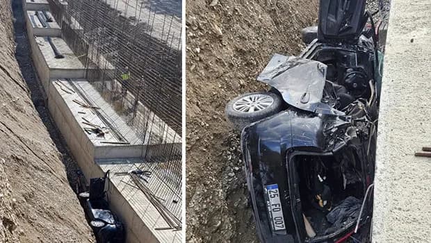 Otomobil 5 metreden çalışma alanına düştü: 3 ölü