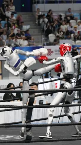 Robot ringde nakavt oldu, rakibi zafer dansı yaptı