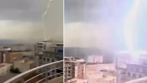 8 katlı binaya yıldırım düştü