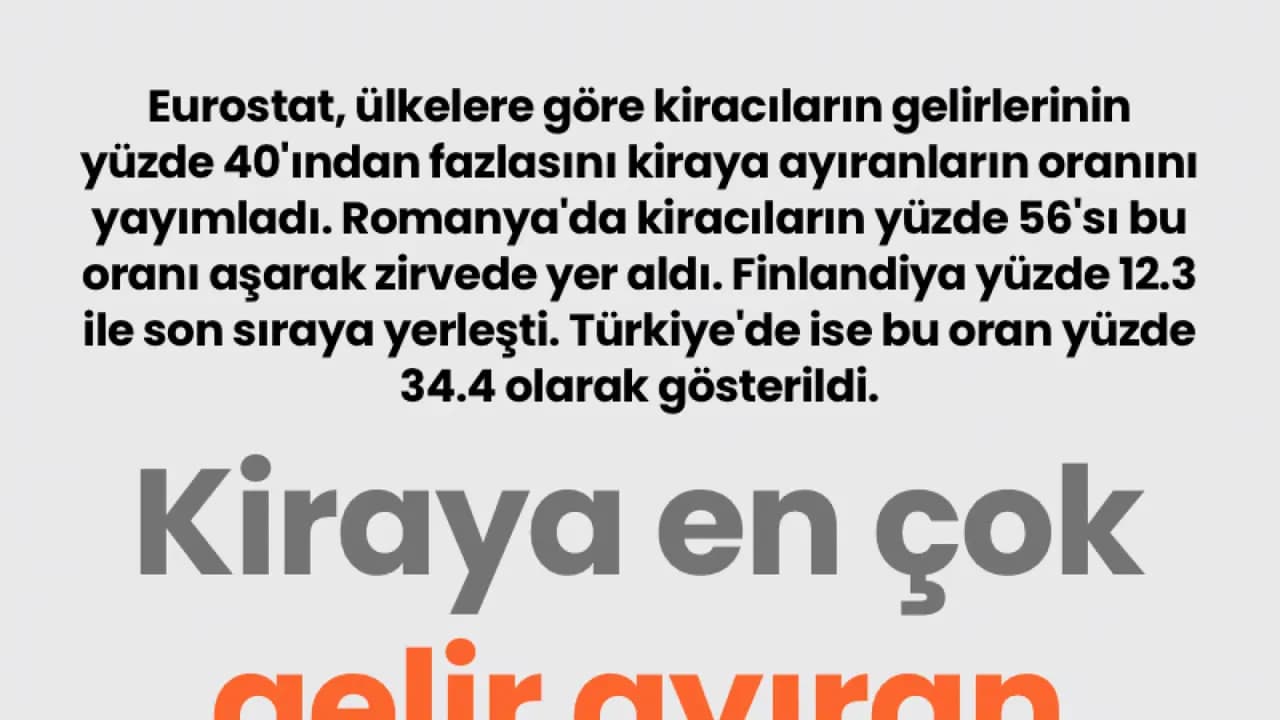 Kiraya en çok gelir ayıran ülkeler