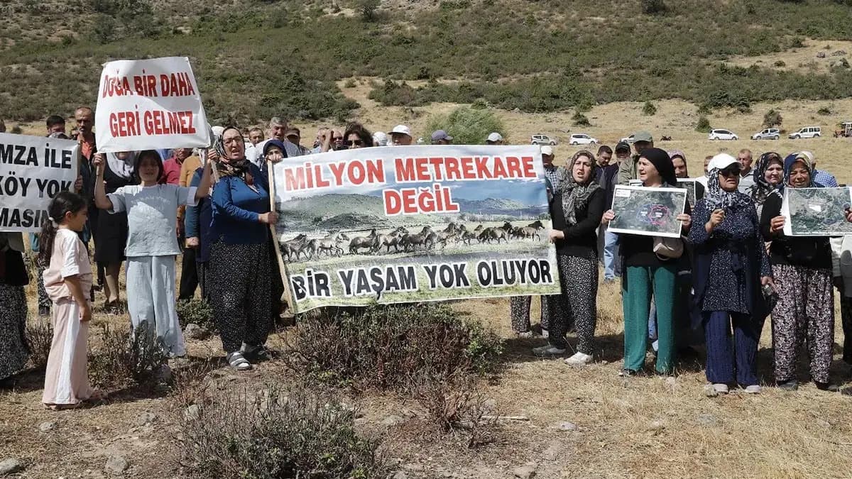 Uşak'ta 6 köyün sakinlerinden Murat Dağı'ndaki maden çalışmalarına tepki