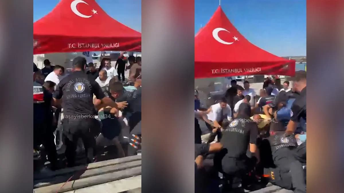 Batan gemiyi takip eden basın mensuplarına saldırı! Ortalık savaş alanına döndü