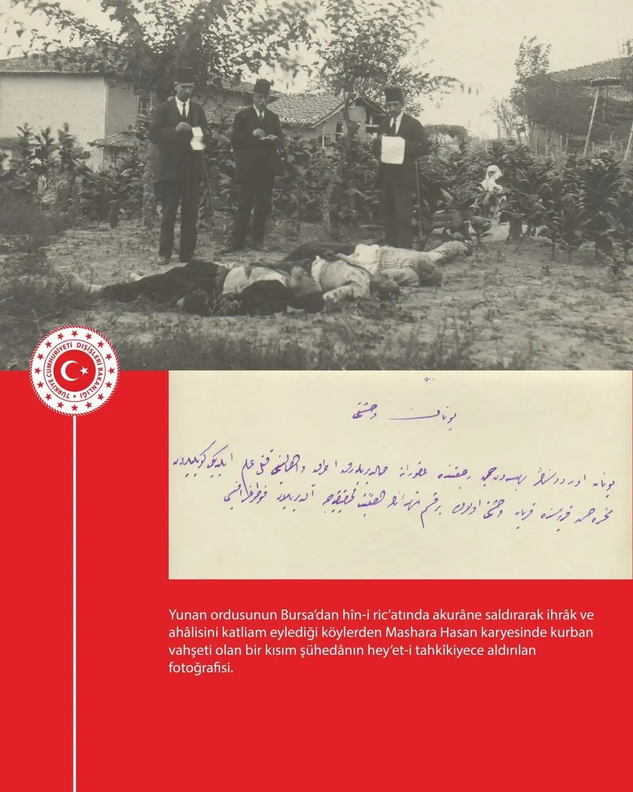 Dışişleri Bakanlığı 1919-1922 arşivlerini yayımladı! Bursa civarındaki köyde sivillere yönelik katliam fotoğrafları yer aldı