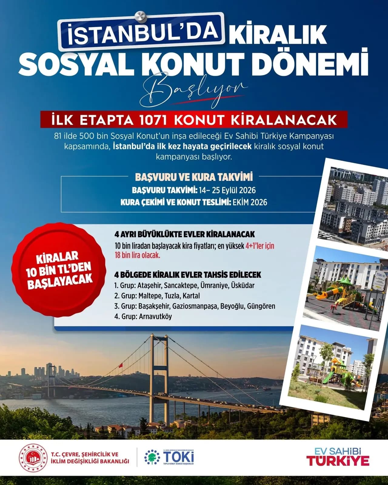 TOKİ'nin İstanbul'daki kiralık sosyal konut projesinde detaylar belli oldu! Kiralar 10 bin TL'den başlıyor